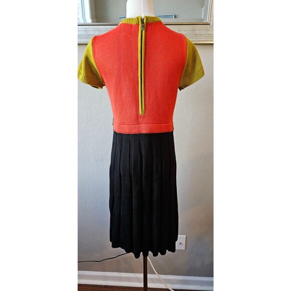 Vince Camuto Pleated Colorblock Fit & Flare Knit Sweater Dress Women Sz XS Multi - Picture 3 of 6